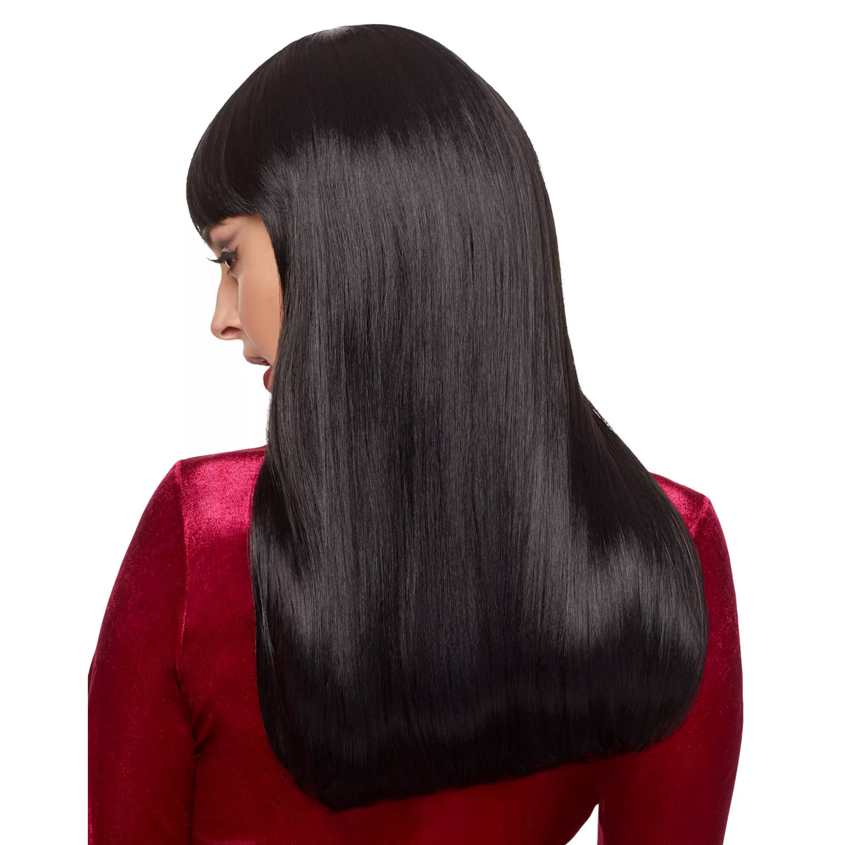 Long Black Wig with Bangs