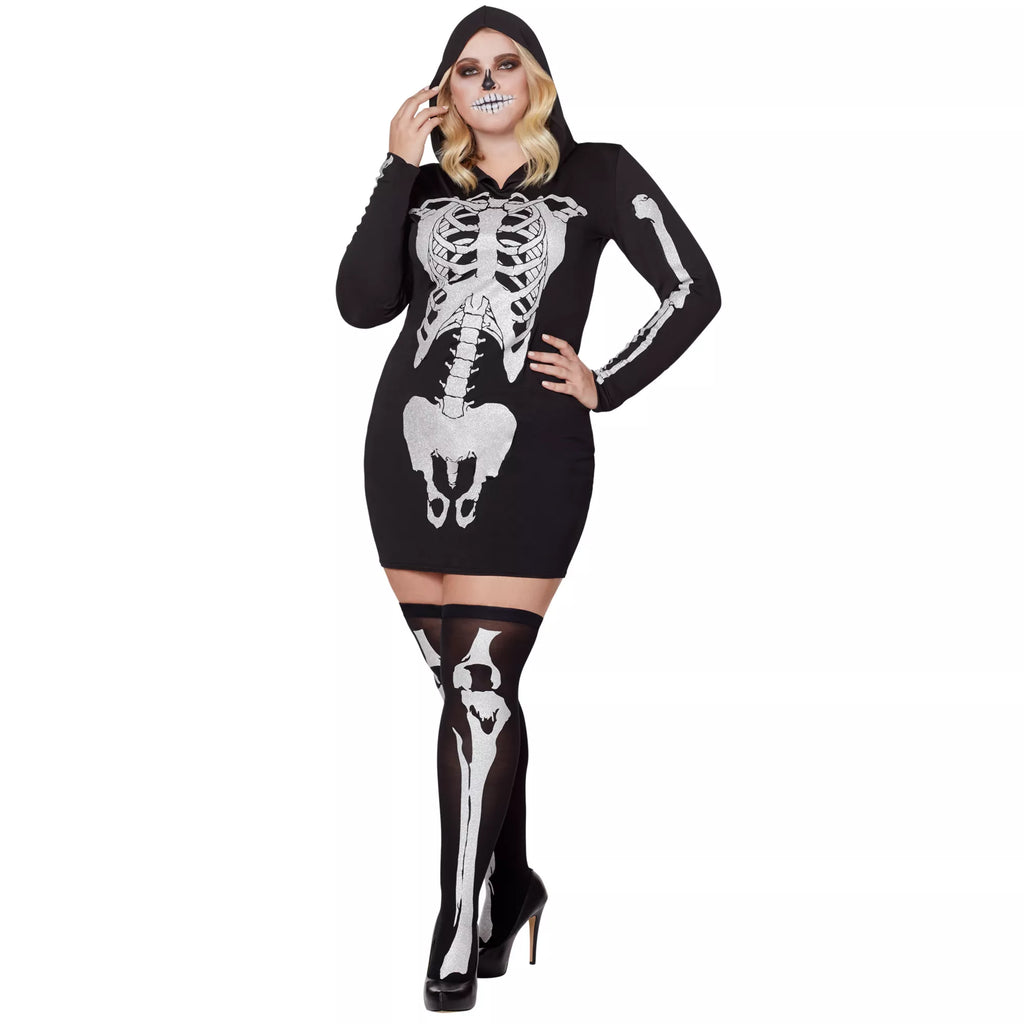 Adult Hooded Holographic Skeleton Costume