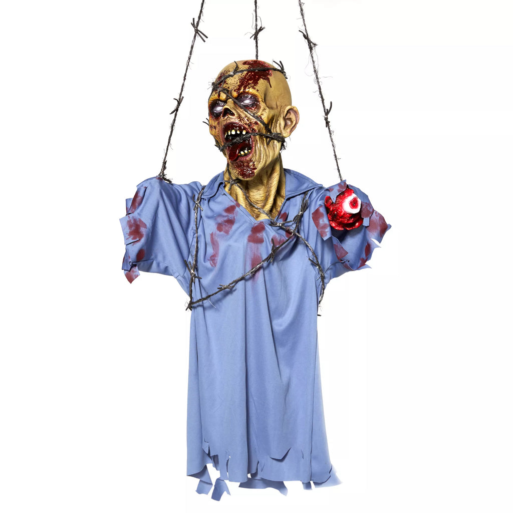 Hanging Barbwire Zombie Decoration