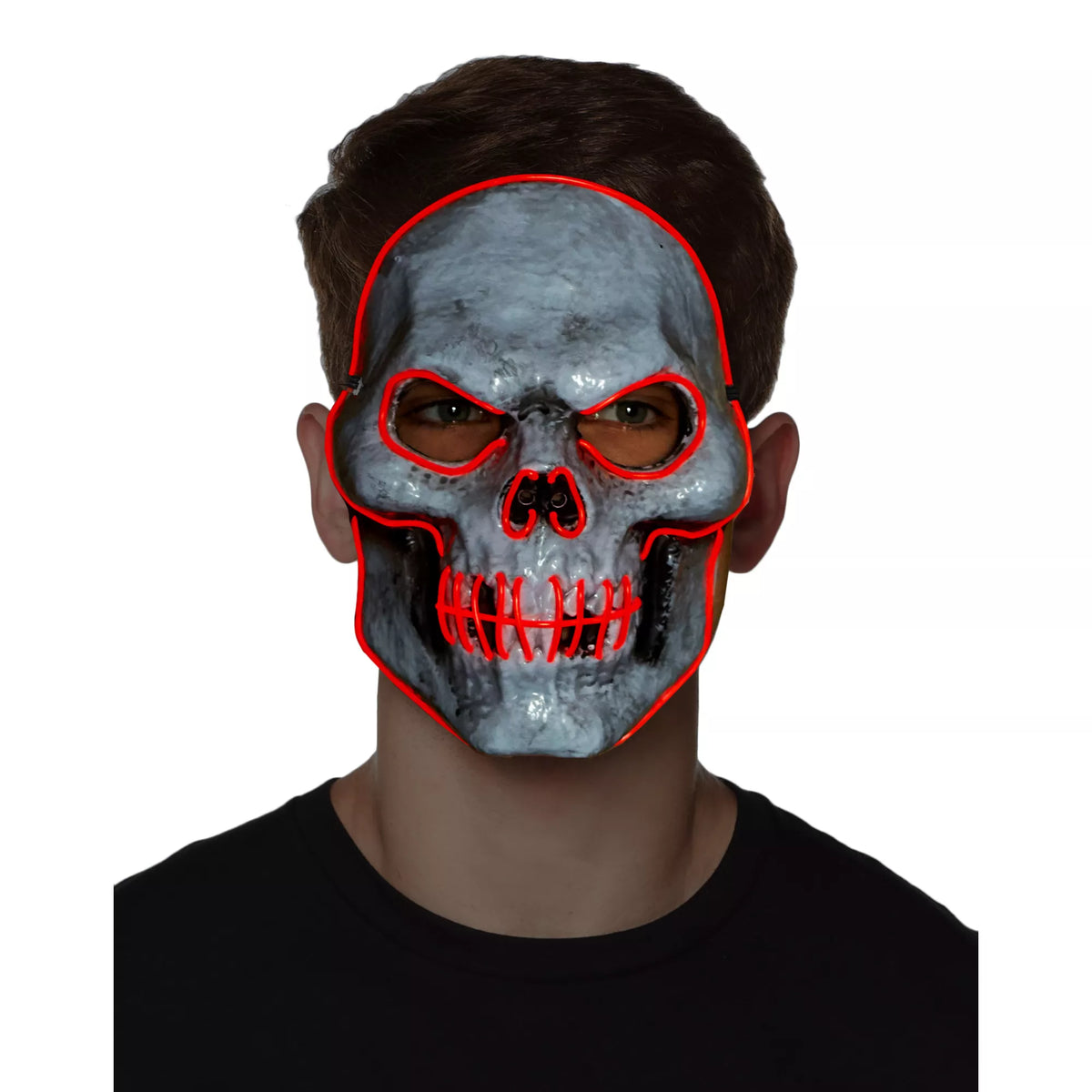 Doom EL Wire Light-Up Skeleton Half Mask