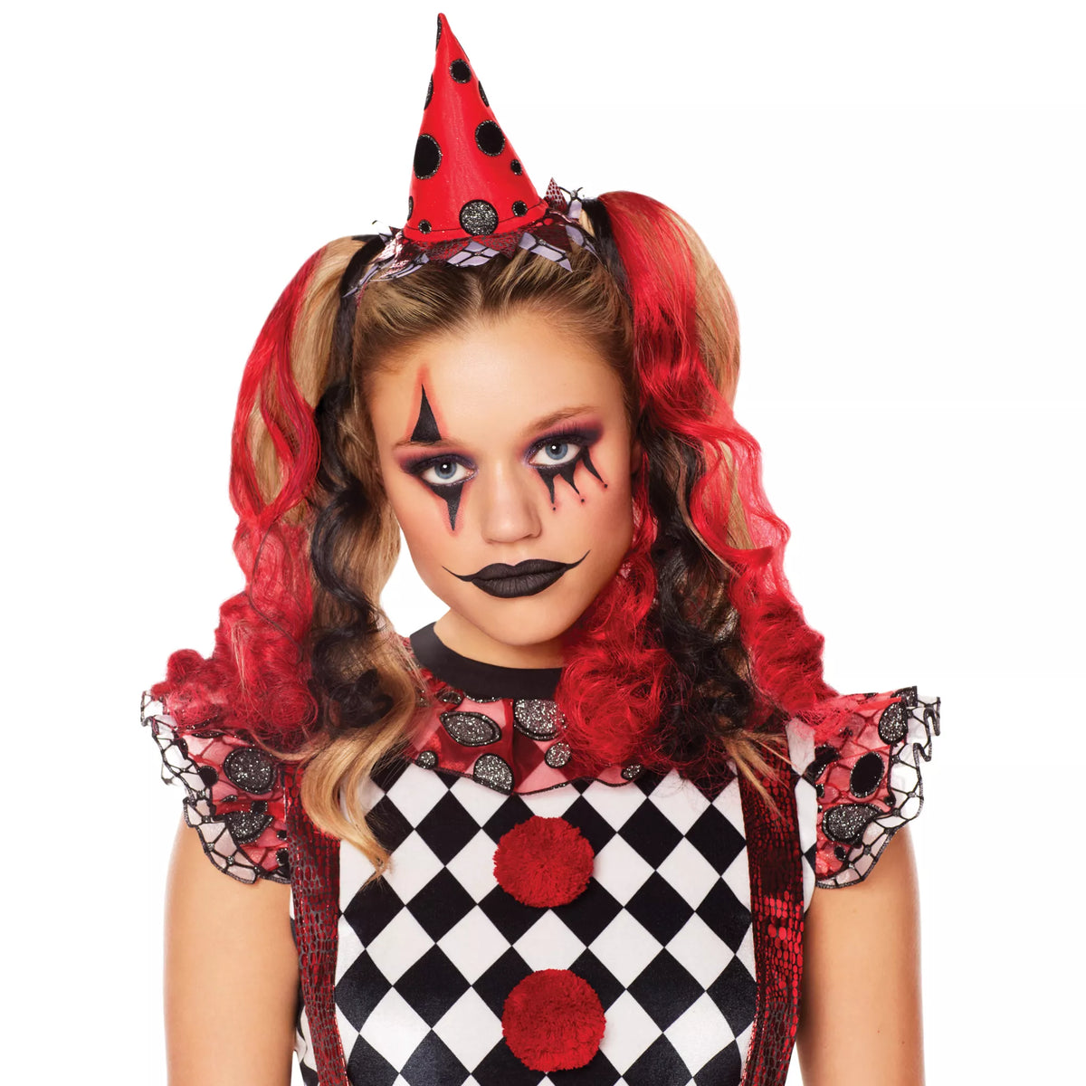 Red and Black Curly Clips Hair Extensions