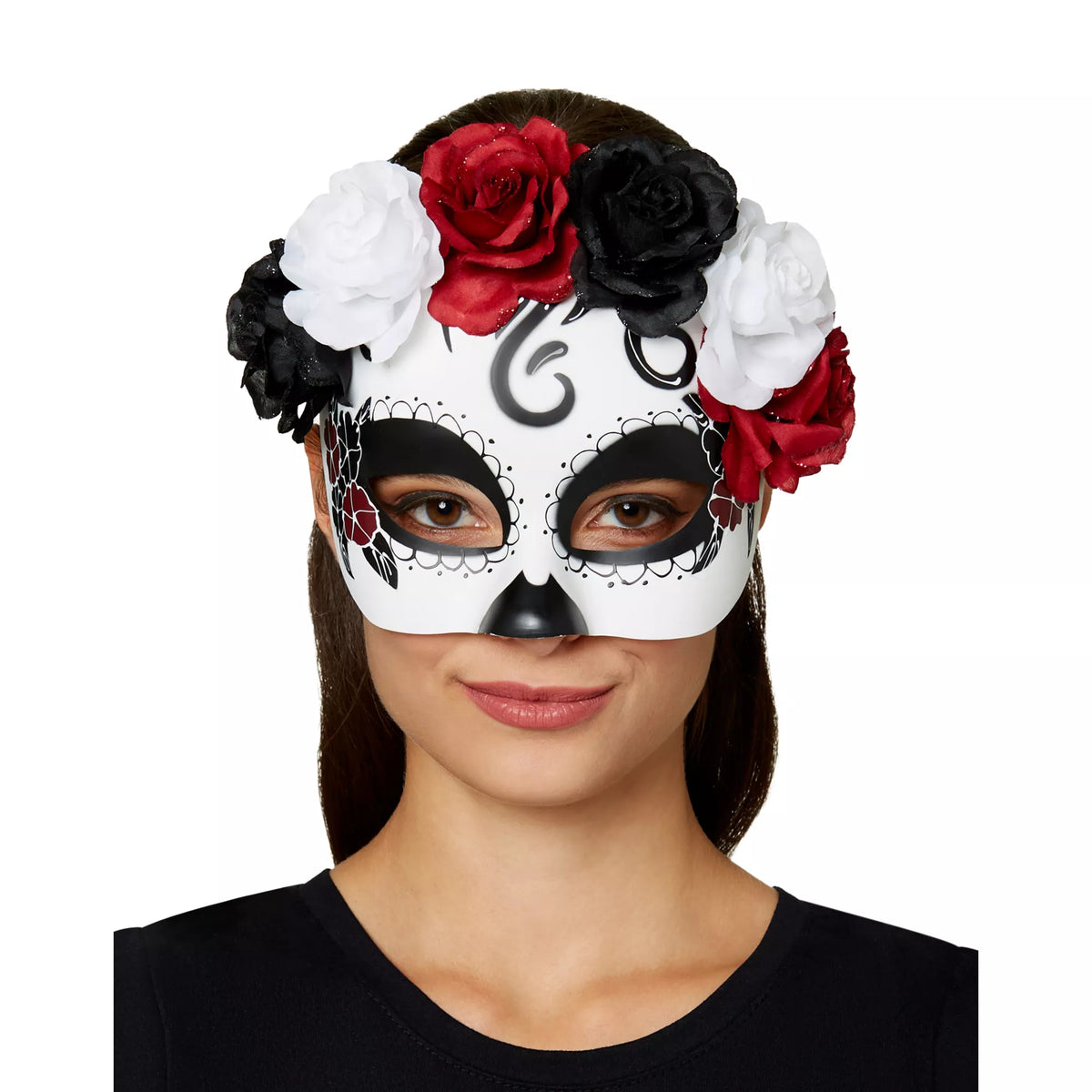 Day of the Dead Roses Half Mask