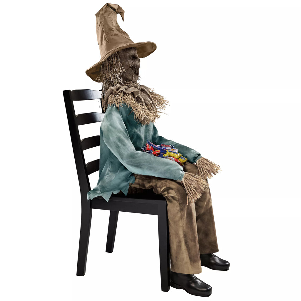 4 Ft 6 In Scary Sitting Scarecrow Animatronic