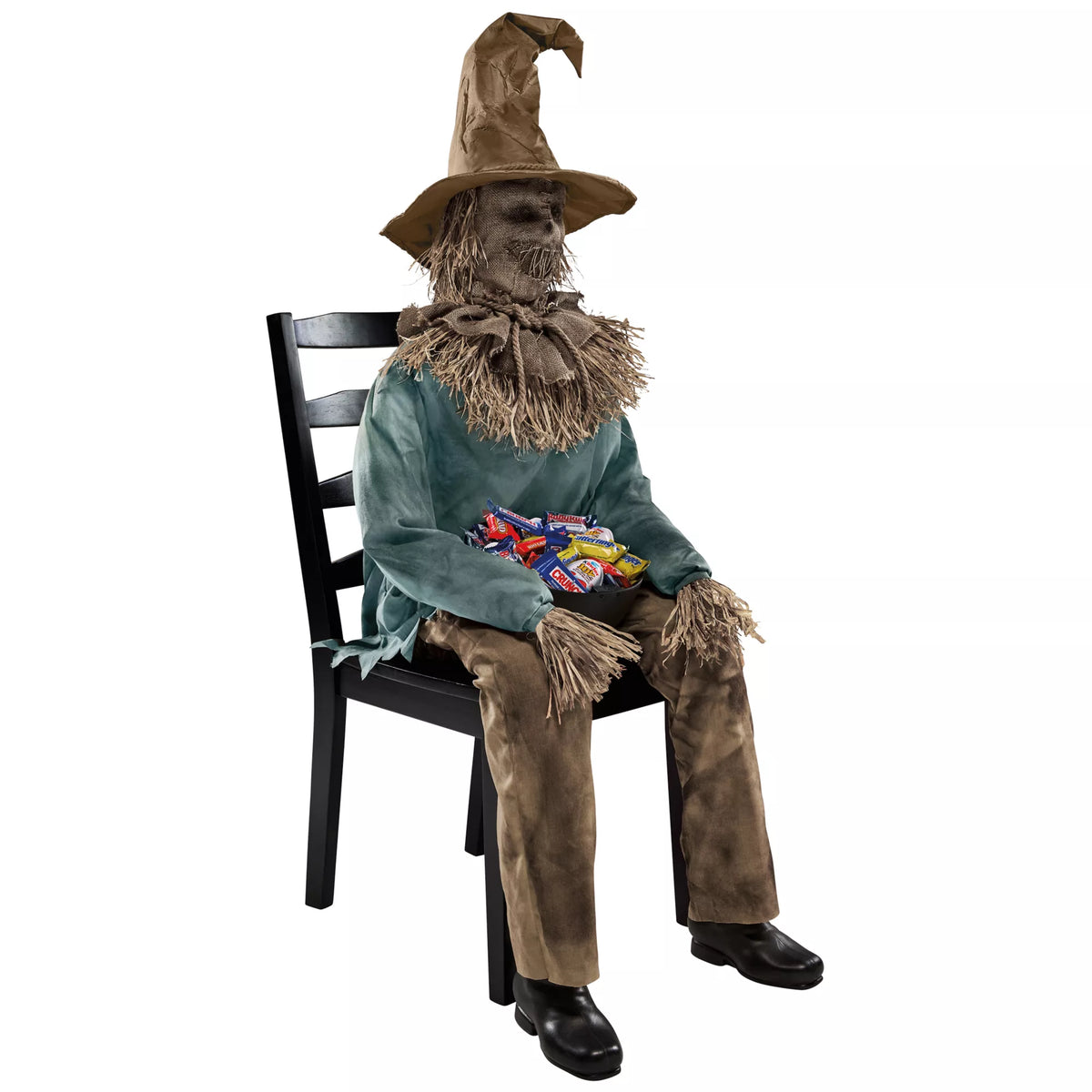 4 Ft 6 In Scary Sitting Scarecrow Animatronic