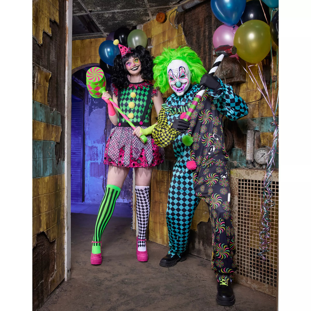 Adult Neon Clown Costume