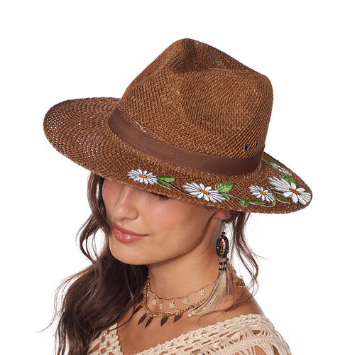 '60s Flower Embroidered Hippie Hat
