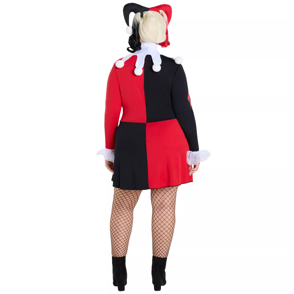 Adult Harley Quinn Red and Black Dress Costume - DC Villains