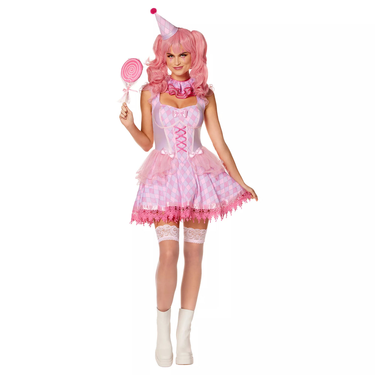 Adult Pink Pastel Clown Dress Costume