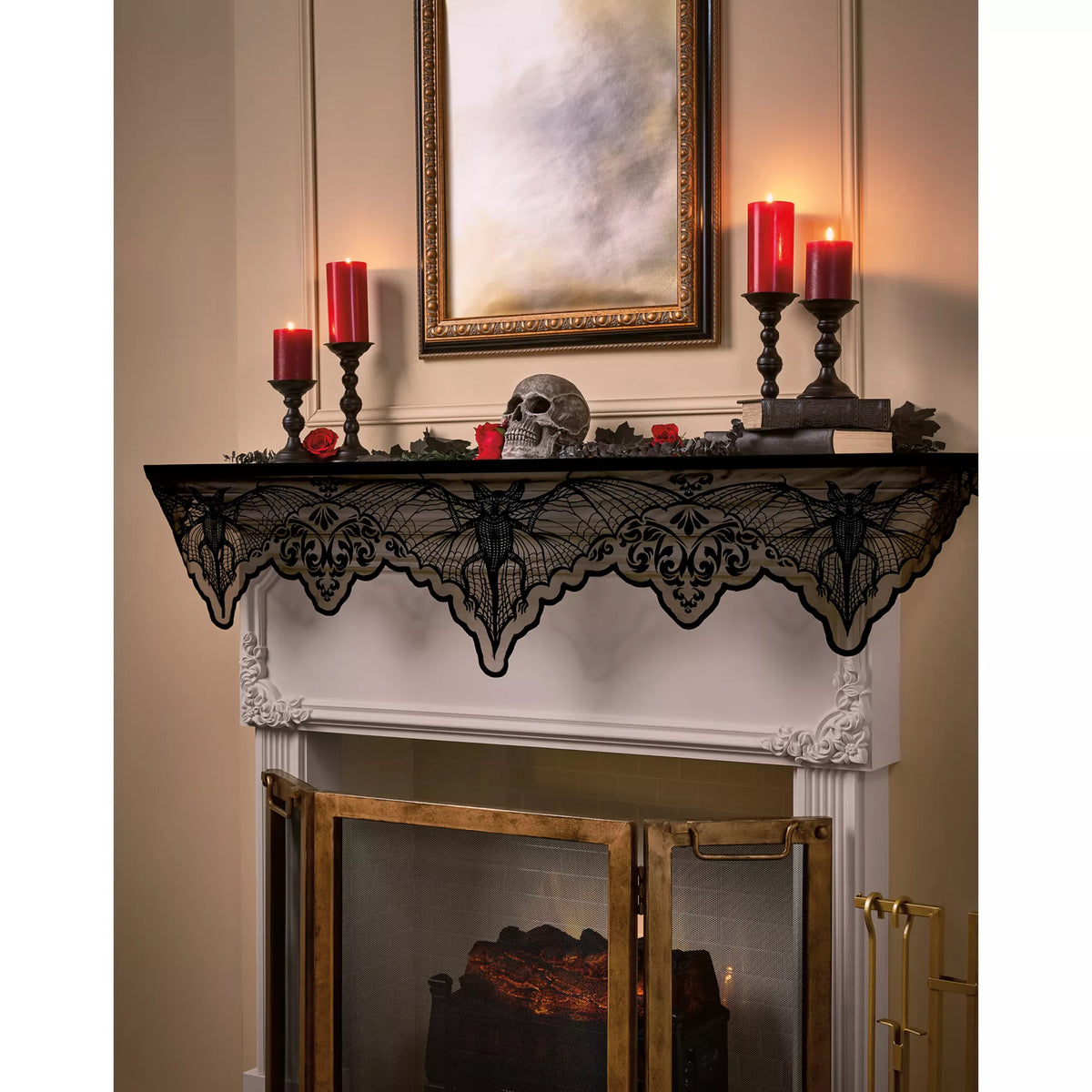 Gothic Noir Bat Lace Banner