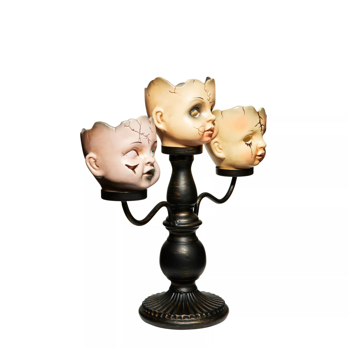 Gothic Noir Doll Head Candelabra
