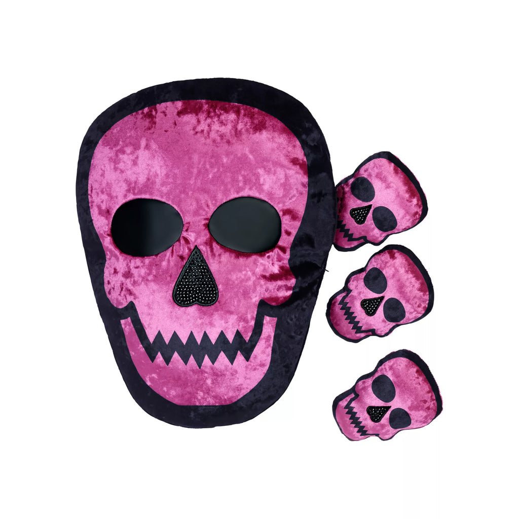 Pink Skull Zip-Up Pillows Set - 4 Pack