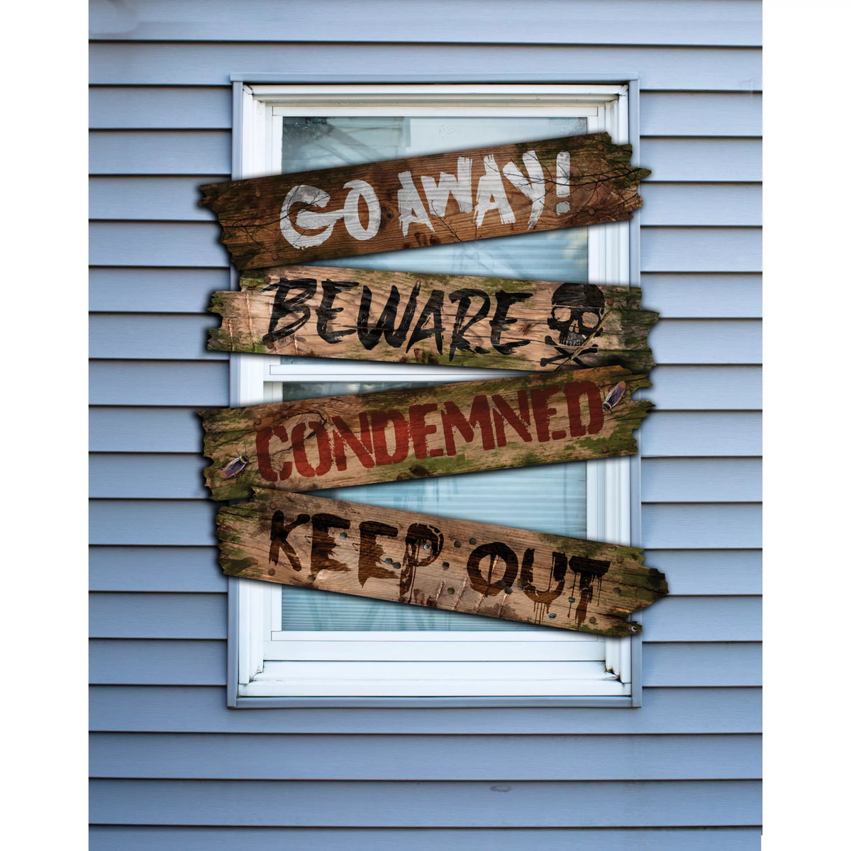 Scary Phrase Haunted Window Boards