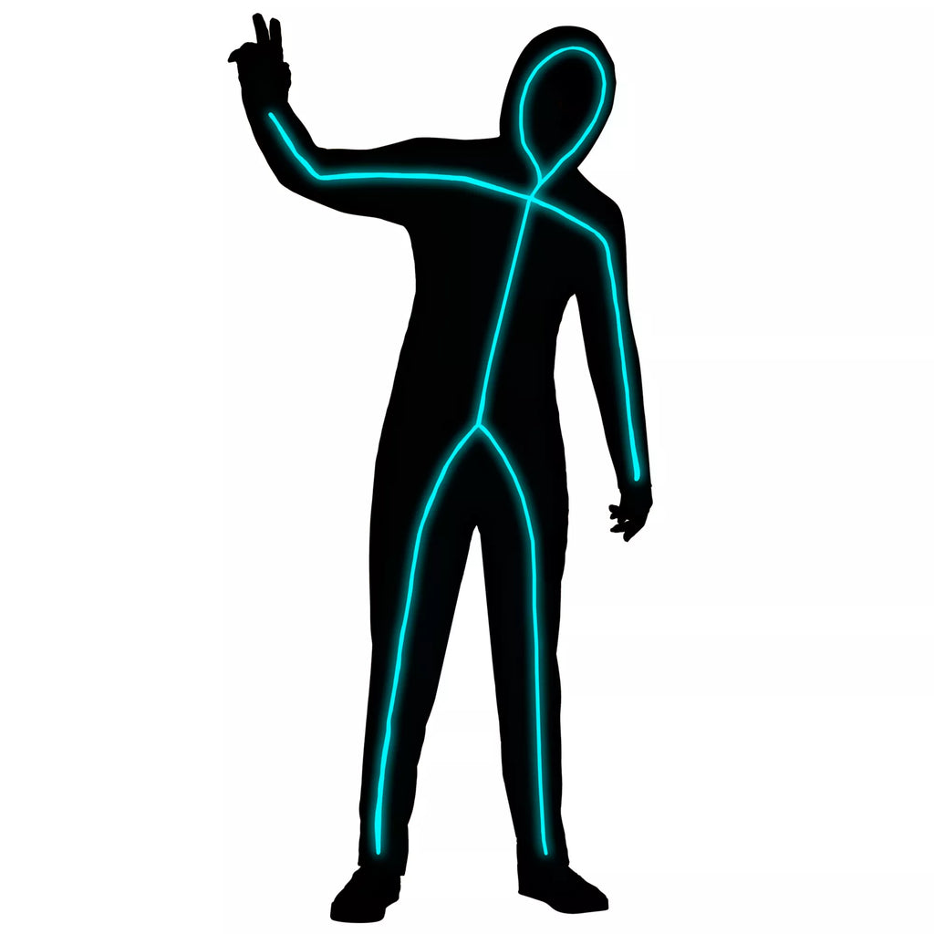 Adult Light-Up EL Wire Blue Stick Figure Costume